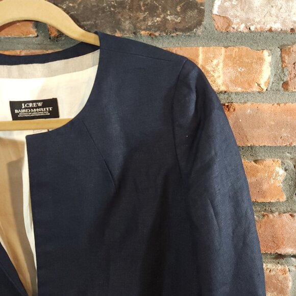 J. Crew Baird McNutt Cropped Irish Linen Jacket in Navy Blue Workwear Women's 8 - Picture 7 of 11